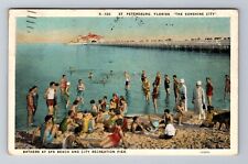 St Petersburg FL-Florida, Bathers Spa Beach, Rec Pier, Antique Vintage Postcard picture
