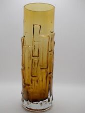 VTG 1960's Mid-Century Modern Amber Bo Borgstrom Aseda Glass Vase picture