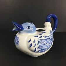 Vintage The Bombay Company Bird Ceramic Pitcher Blue White 8