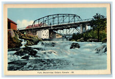 c1940's Bridge, Falls Bracebridge Ontario Canada Vintage Unposted Postcard picture