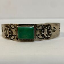 Native American Cuff Bracelet with Square Turquoise - Sterling picture