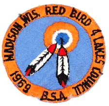 Vintage 1969 Camp Red Bird Four Lakes Council Patch Wisconsin WI Boy Scouts BSA picture