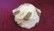 Antique Victorian Painted Milk Glass Trinket Vanity Dressing Table Box Embossed picture