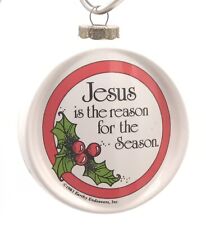 VTG 1983 Earthly Endeavors Inc. Ceramic Ornament Jesus Is The Reason Ornament picture