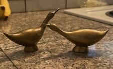Vintage Pair Of Brass Ducks/Geese 5.5” & 3”. B picture