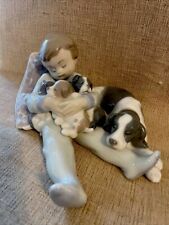 Lladro ‘Sweet Dreams’ #1535 Sleeping Boy With Momma Dog And 3 puppies picture