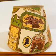 Authentic 1960s Lamp Shade Americana Eagle Colonial Green Brown Yellow picture