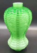 Fenton L G Wright Green Cased Glass Font Beaded Draped picture