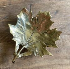 vintage Virginia Metal Crafters 1950 brass sugar maple leaf trinket coin dish picture