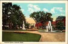 Taunton MA-Massachusetts, Taunton Green, Fountain, Monument, Vintage Postcard picture