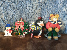 Vintage Bear, Penguin, Christmas Tree, Snowman, Pencil Clay Dough Ornaments picture