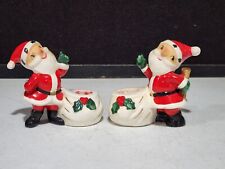 PAIR- 1958 HOLT HOWARD Happy Santa Claus Candle Holders picture