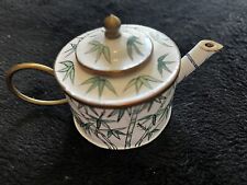 Vintage Tagore Miniature Enamel Teapot Bamboo Styling picture