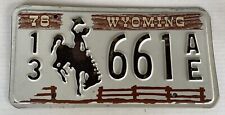 WYOMING 1978 License Plate 13 661 AE  Bucking Bronco  Vintage New Old Stock picture