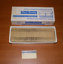 100 Vintage Single Edge INDUSTRIAL Surgical Carbon Steel Razor Blades + Box USA picture