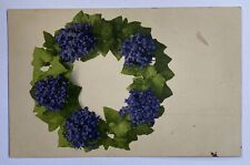 Antique Ivy Wreath with Blue Flowers Postcard 1907 California Posted picture