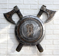 Ebros Viking Warrior Coat of Arms Ragnar Serpent Shield With Crossed Axes Plaque picture