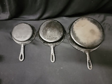 Lot of 3 Vintage Made in Taiwan Cast Iron Skillets 10 1/2, 8 and 6 1/2 inches picture