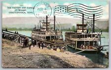 Chattanooga Tennessee~Patten & Forest at Wharf~Steamers Unload~1909 Postcard picture