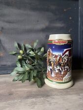Budweiser Holiday Christmas Beer Stein Clydesdales Grants Farm Vtg 1998 CS343 picture
