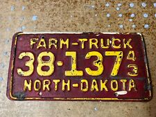 1943 Farm Truck North Dakota license plate RARE picture