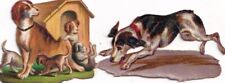 18100s Victorian Die Cut Scrap -Mama Dog Puppies 2 inches picture