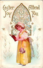 c1910 Antique embossed Postcard. Women Bonnet Flowers dress a1 picture