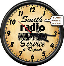 Personalized Your Name Radio Tube Shop Service Repair Retro Vintage Wall Clock picture