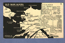 Postcard Old Man Alaska Map Total Population 60,000 Alaska AK picture