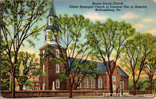 Vintage C. 1940's Bruton Parish Oldest Episcopal Church Williamsburg VA Postcard picture