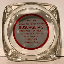 Buscaglia's Italian Restaurant Ashtray Vintage Glass Since 1916 Jackson Gate CA picture