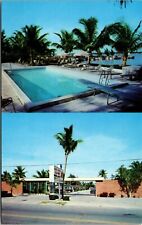 Vtg West Palm Beach Florida FL Lake Shore Court Motel 1950s Chrome View Postcard picture