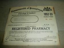 Vintage Harrisburg PA Miller's Pharmacy 1952 1953 Permit & 1947 1948 Photos picture