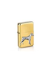 PPD25 Doberman Pewter Pendant On a petrol wind proof gold Lighter picture