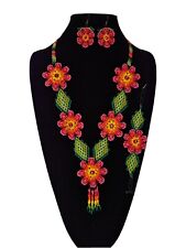 huichol art,3 pcs mexican women's  necklace set,, chaquira beads picture