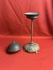 Vintage Table Lamp Cast Iron Base Copper Top Brass Shade VD500 Art Deco Light picture