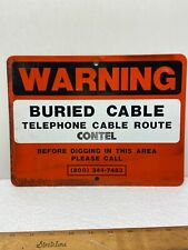 VINTAGE  ORIGINAL CONTEL TELEPHONE ~ WARNING BURIED CABLE 9”x 12”~  METAL SIGN picture