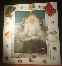 Christmas 1917 Antique Large Collage Art WWI Santa Angel YMCA Folk Soldier  picture