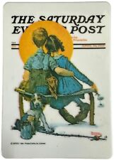 Vintage 1984 SEPCO Norman Rockwell Saturday Evening Post Metal Post Card.  picture