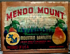Vintage Wooden Mendo Mount Fruit Crate, Original Label California Fruit Exchange picture