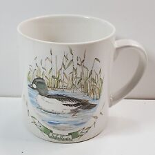 Vintage Japan Stoneware Signed Schellente Duck Graphic Scene Coffee Mug Tea Cup picture