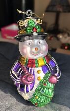 Christmas Snowman Blown Glass Ornament  5