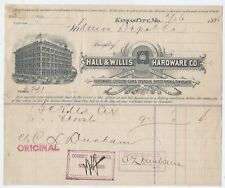 1886 GRAPHIC EARLY KANSAS CITY MISSOURI BILLHEAD HALL AND WILLIS HARDWARE picture