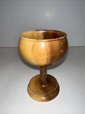 Vintage Hand Carved Wooden Wine Goblet One Piece picture