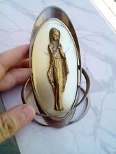 Vintage virgin Holy Mary Small Icon Desk Made In Italy Signed picture
