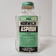 Vintage Norwich Aspirin Bottle w/ Lid and Lable Mostly Intact Norwich New York  picture