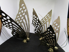 Vintage Mid-Century Modern Brass Butterfly Wall Decor Shelf Sitters MCM picture