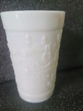 1904 St Louis Worlds Fair EMBOSSED MILK GLASS Drinking cup glass  picture