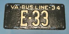 Scarce 1934 Virginia Bus Line license plate older repaint picture