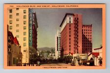 Hollywood CA-California, Hollywood Boulevard, Antique, Vintage Souvenir Postcard picture